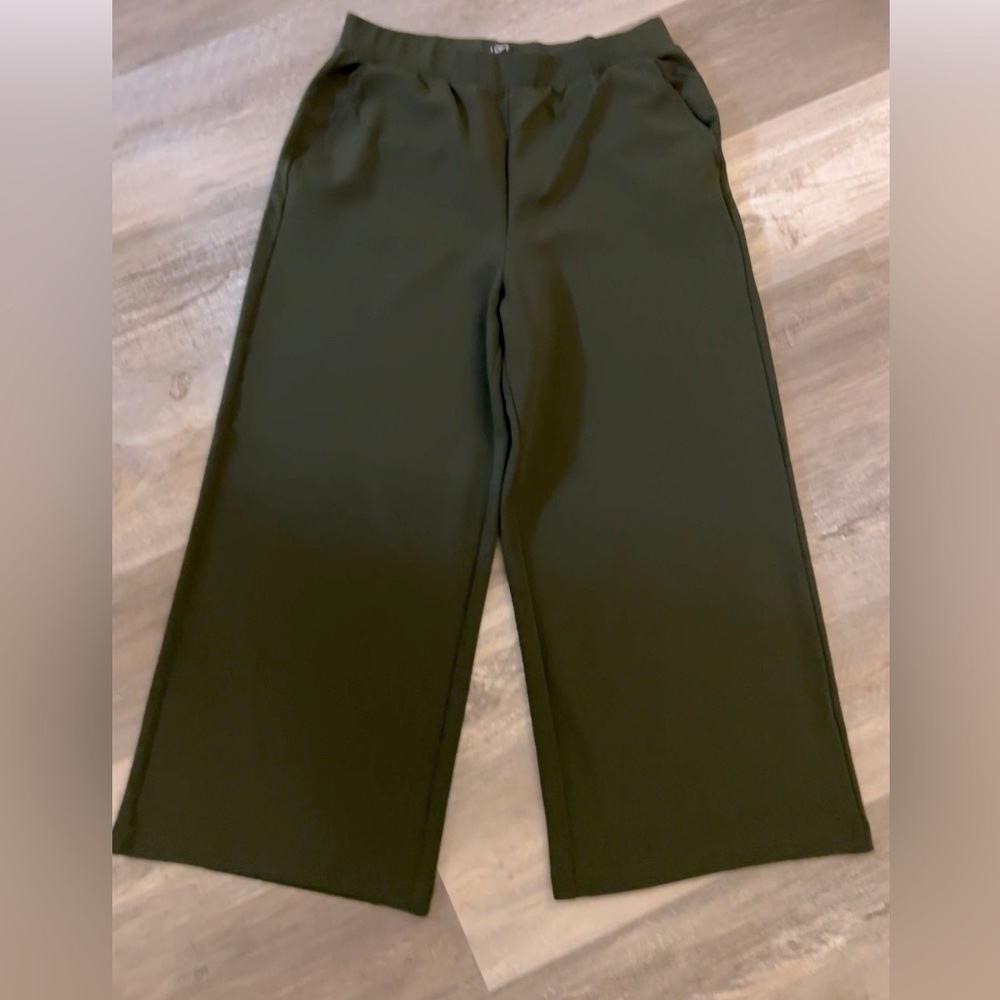 LOFT Wide Leg Trousers Olive Sz Large